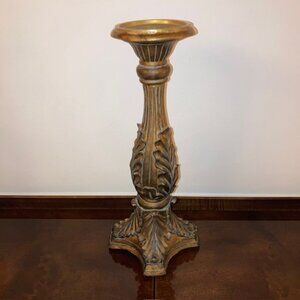 Vintage Fitz and Floyd Bronze Resin Baroque Style Floor Pillar Candle Stand 13+"